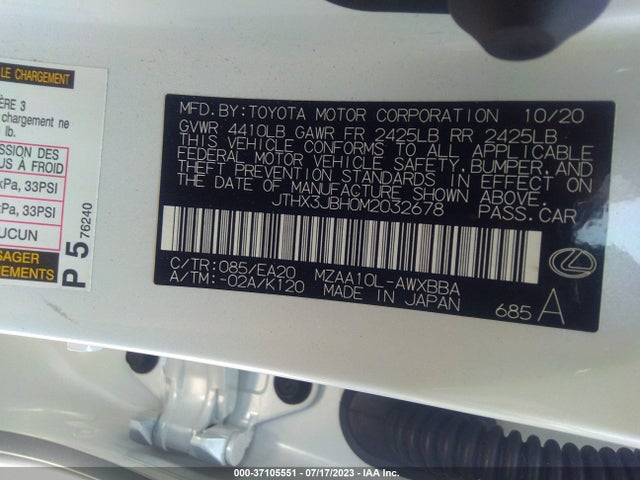 2021 Lexus UX, VIN: JTHX3JBH0M2032678