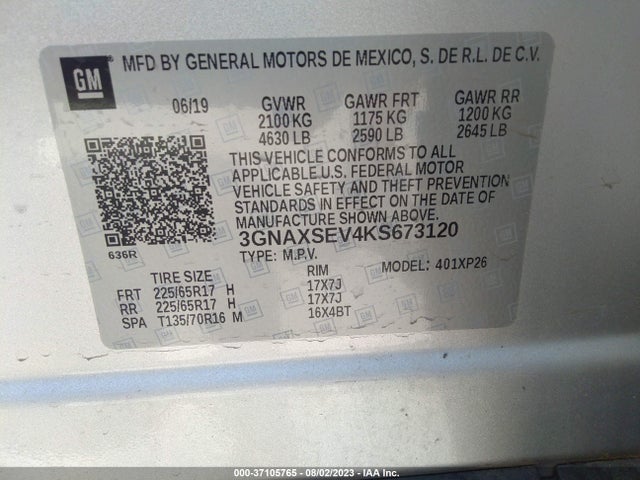 Chevrolet EQUINOX LS 2019 3GNAXSEV4KS673120 Image 9