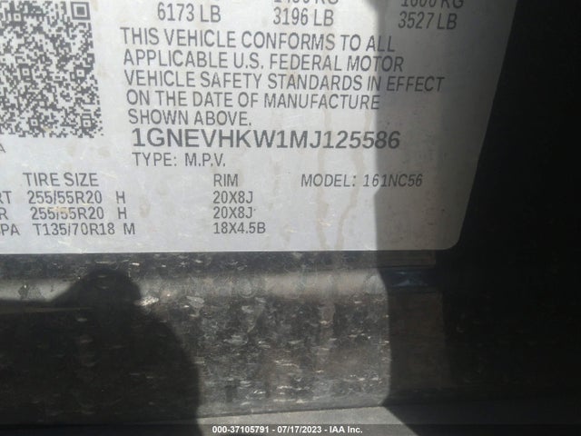 Chevrolet Traverse Lt Leather 2021 1GNEVHKW1MJ125586 Image 9