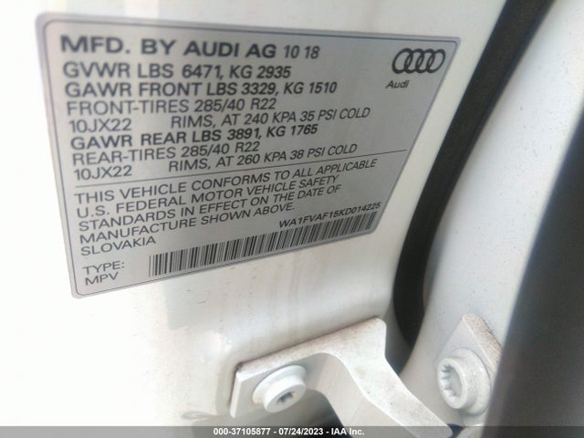 WA1FVAF15KD014225 Audi Q8 Prestige
