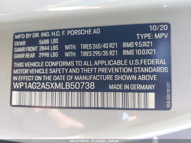 2021 PORSCHE MACAN WP1AG2A5XMLB50738 Photo 8