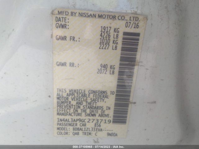 1N4AL3AP9GC273719 Nissan Altima 2.5 Sv