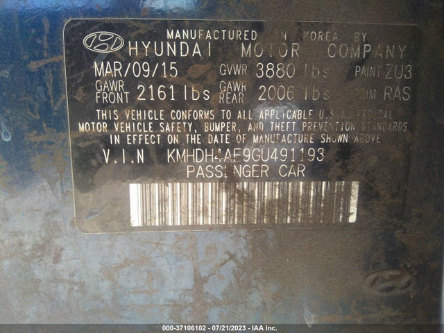 Hyundai ELANTRA SE 2016 KMHDH4AE9GU491193 Image 9