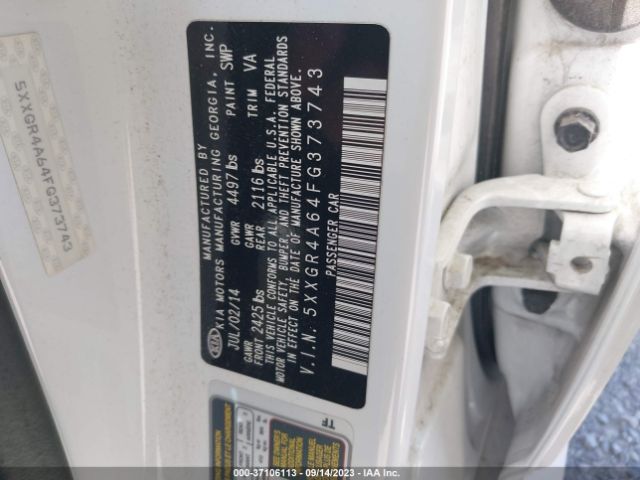 5XXGR4A64FG373743 KIA Optima Sxl Turbo