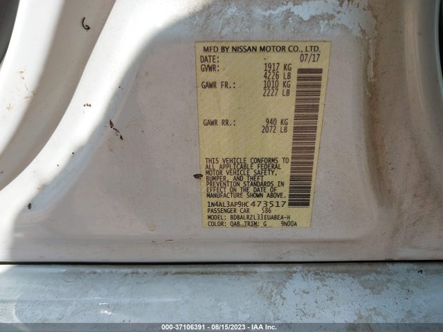 Nissan Altima 2.5 Sl 2017 1N4AL3AP9HC473517 Image 10