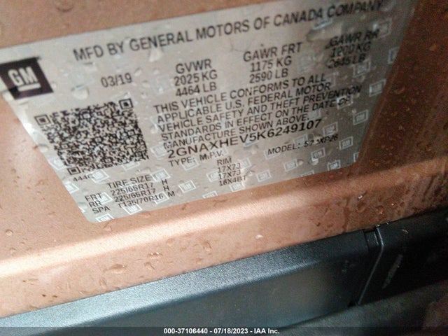 Chevrolet EQUINOX LS 2019 2GNAXHEV5K6249107 Image 9