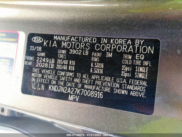 KNDJN2A27K7008916 KIA Soul Base