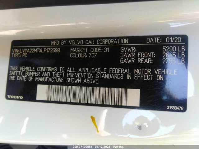 2020 Volvo S90, VIN: LVYA22MTXLP172698