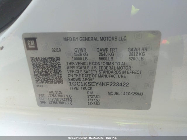 Chevrolet Silverado 2500hd Lt 2019 1GC1KSEY4KF233422 Image 9