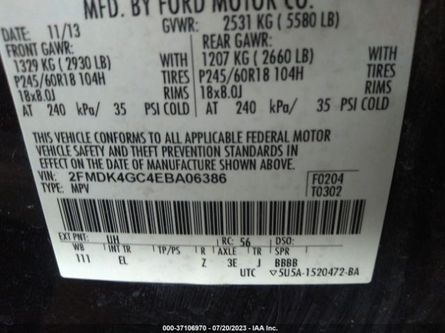 2FMDK4GC4EBA06386 Ford EDGE SE