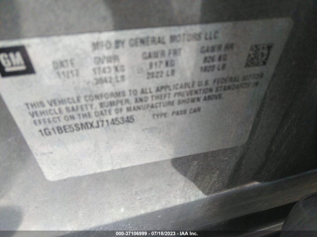 Chevrolet CRUZE LT 2018 1G1BE5SMXJ7145345 Image 9