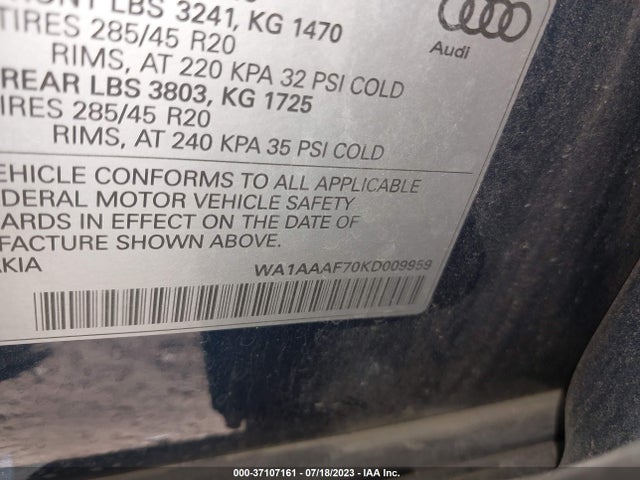 WA1AAAF70KD009959 Audi Q7 Premium/se Premium