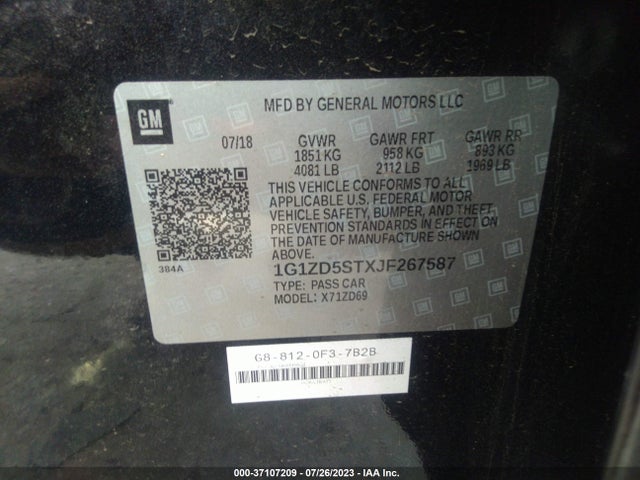 Chevrolet MALIBU LT 2018 1G1ZD5STXJF267587 Image 9