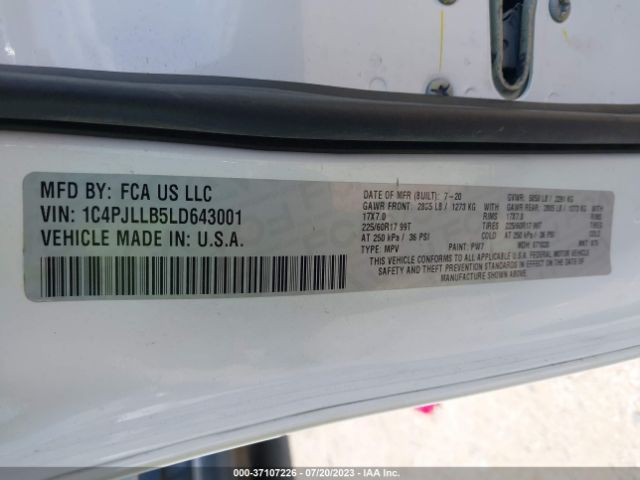 1C4PJLLB5LD643001 Jeep Cherokee Latitude Plus