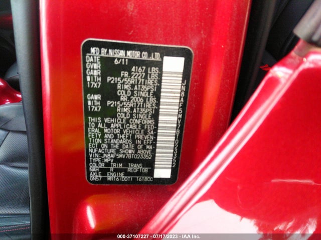 2011 NISSAN JUKE SL VIN: JN8AF5MV7BT023352