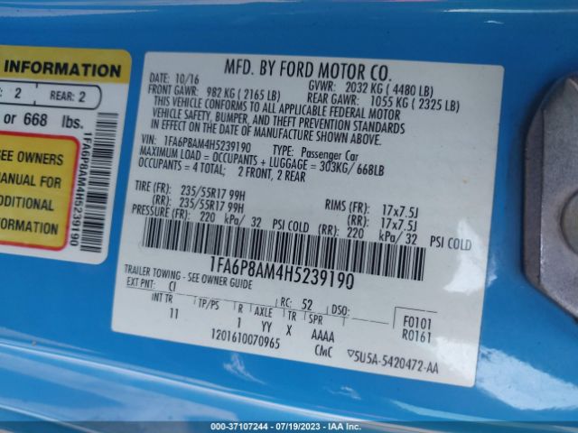 1FA6P8AM4H5239190 Ford Mustang V6
