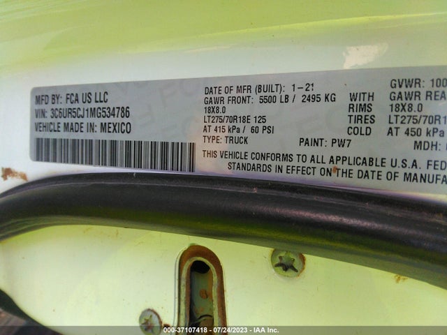 3C6UR5CJ1MG534786 RAM 2500 Tradesman