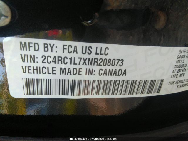 2C4RC1L7XNR208073 Chrysler Pacifica Hybrid Touring L