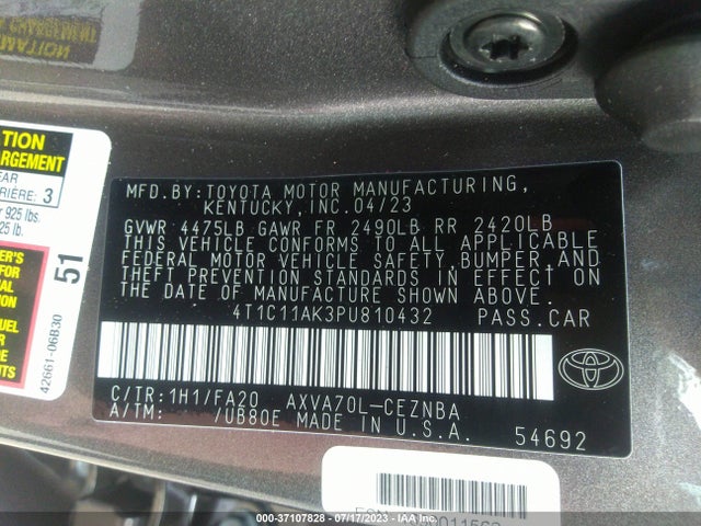 Toyota CAMRY LE 2023 4T1C11AK3PU810432 Image 15