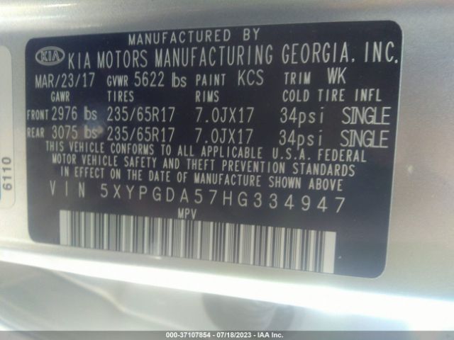 5XYPGDA57HG334947 KIA Sorento Lx V6