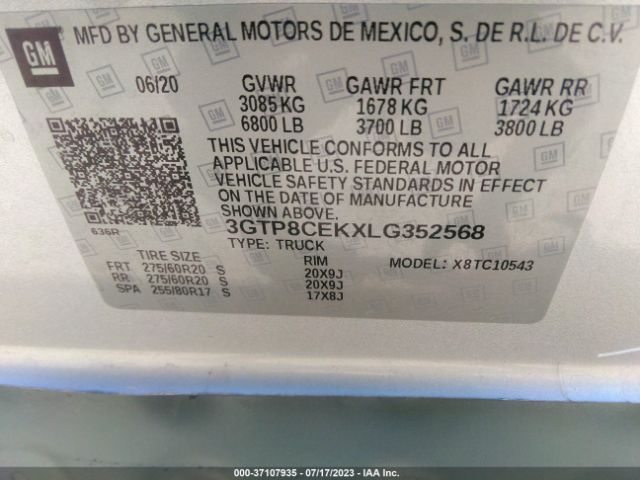 3GTP8CEKXLG352568 GMC Sierra 1500 Elevation