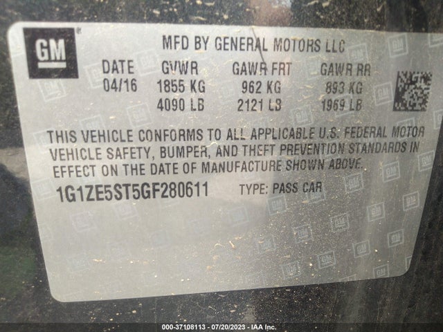 Chevrolet MALIBU LT 2016 1G1ZE5ST5GF280611 Image 9