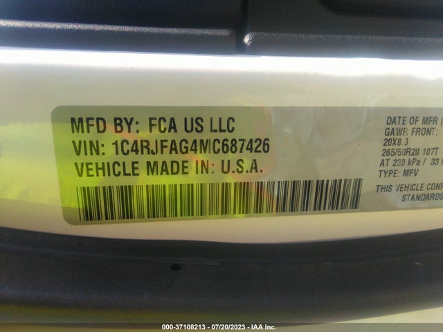 1C4RJFAG4MC687426 Jeep Grand Cherokee Laredo X