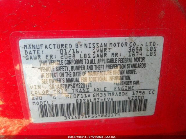 3N1AB7AP5GY220174 Nissan SENTRA SR
