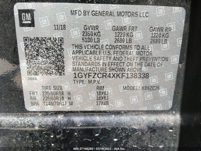 1GYFZCR4XKF138338 Cadillac Xt4 Fwd Premium Luxury