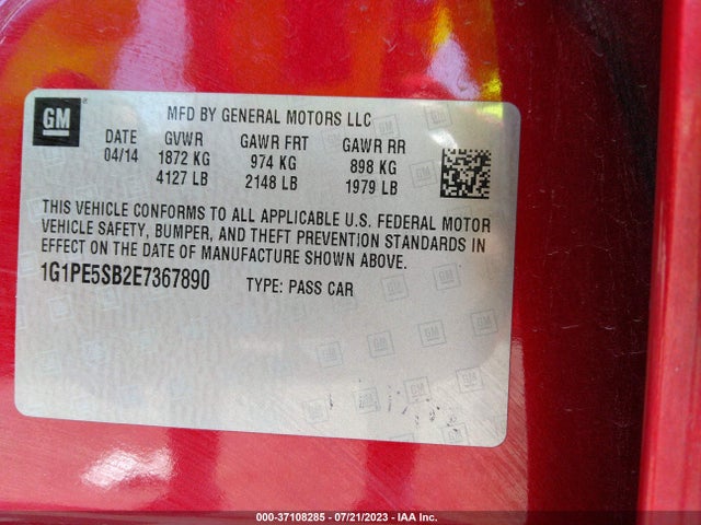 Chevrolet Cruze 2lt 2014 1G1PE5SB2E7367890 Image 9