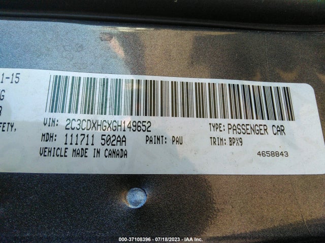 Dodge Charger Sxt 2016 2C3CDXHGXGH149652 Image 9