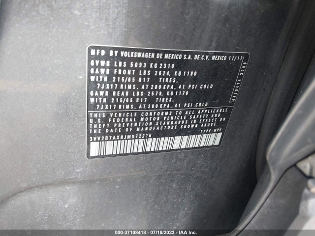 3VV2B7AX8JM072216 Volkswagen Tiguan Sel/se