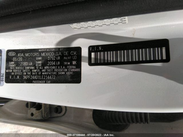 3KPF24AD1LE214472 KIA Forte Lxs