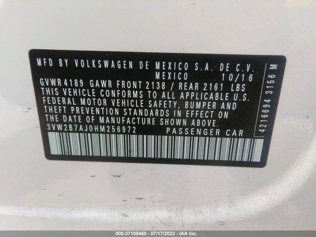 3VW2B7AJ0HM256972 Volkswagen Jetta 1.4t S