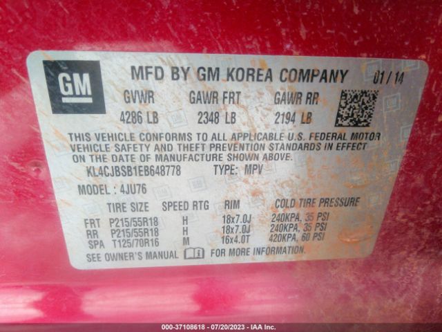KL4CJBSB1EB648778 Buick Encore Convenience