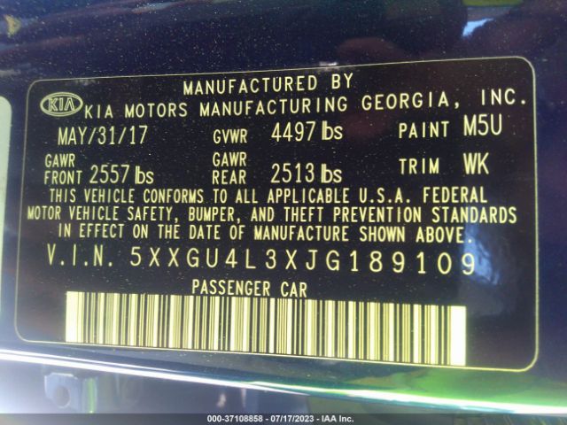 5XXGU4L3XJG189109 KIA OPTIMA EX
