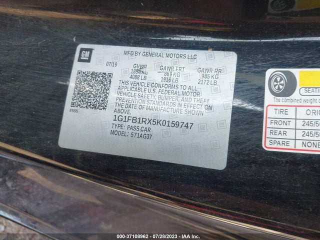 Chevrolet Camaro 1ls 2019 1G1FB1RX5K0159747 Image 9
