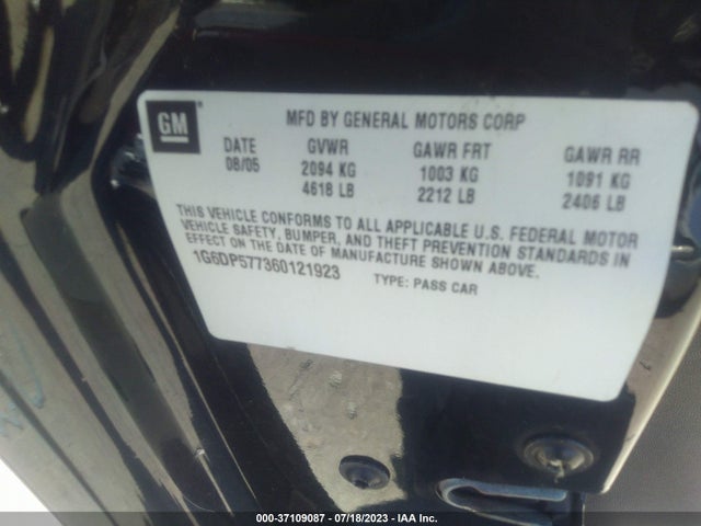2006 CADILLAC CTS VIN: 1G6DP577360121923