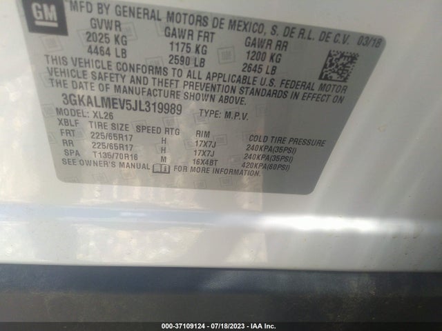 3GKALMEV5JL319989 GMC Terrain Sle