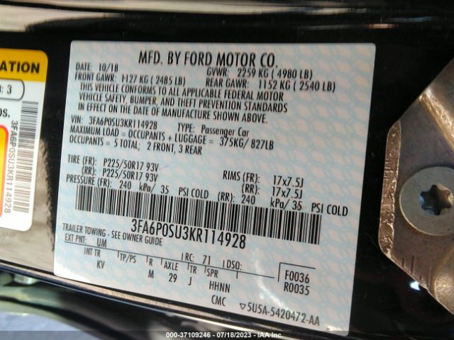 3FA6P0SU3KR114928 Ford Fusion Energi Titanium