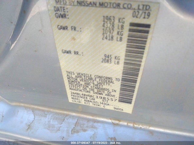 Nissan Altima 2.5 S 2019 1N4BL4BV6KC198557 Image 10