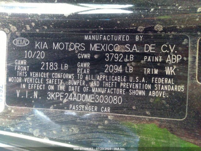 3KPF24AD0ME303080 KIA Forte Lxs