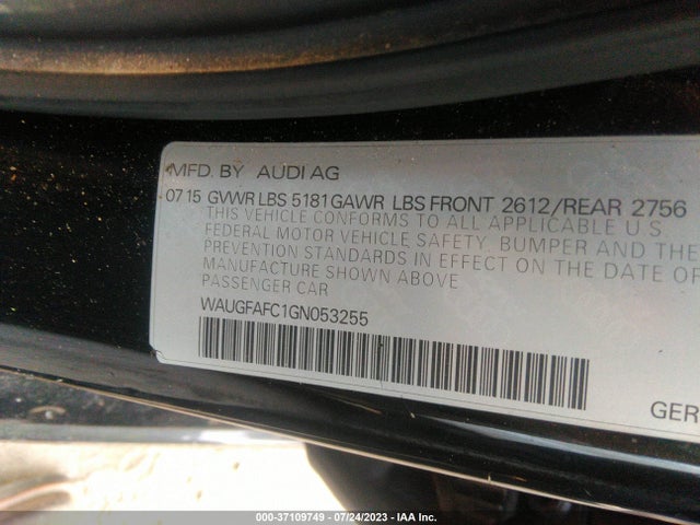 WAUGFAFC1GN053255 Audi A6 2.0t Premium Plus