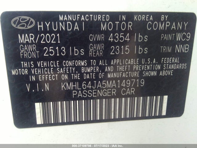 Hyundai SONATA SEL 2021 KMHL64JA5MA149719 Image 16
