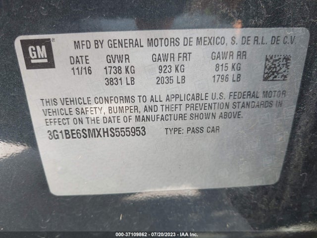 Chevrolet CRUZE LT 2017 3G1BE6SMXHS555953 Image 15