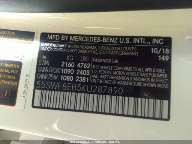 55SWF8EB5KU287890 Mercedes-Benz C-class C 300