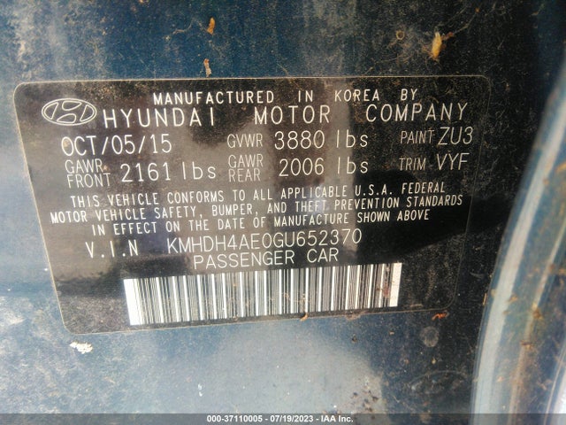 Hyundai ELANTRA SE 2016 KMHDH4AE0GU652370 Image 9