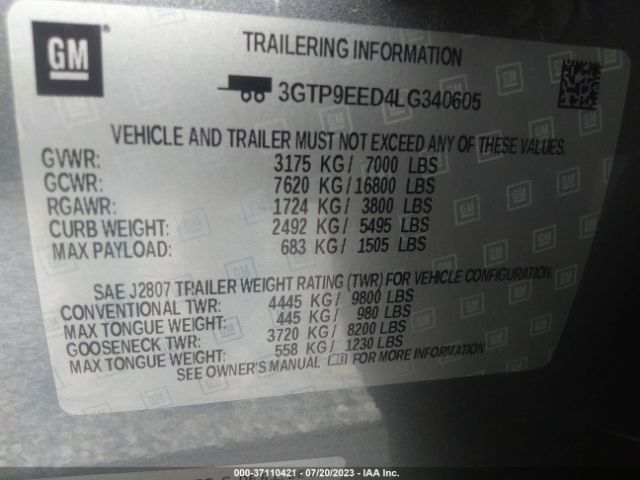 3GTP9EED4LG340605 GMC Sierra 1500 At4