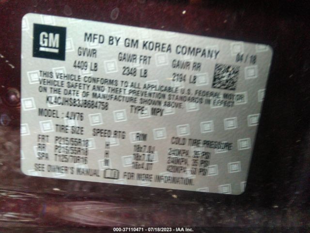 KL4CJHSB3JB684758 Buick Encore Premium