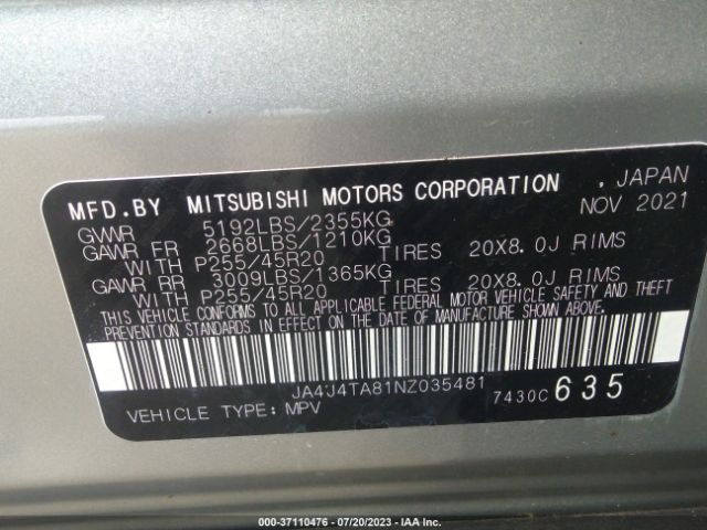JA4J4TA81NZ035481 Mitsubishi Outlander Es